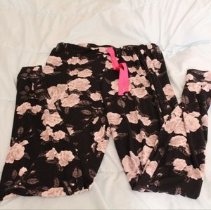 Bobbie Brooks Sleepwear Sz S Black Floral Print Pajama Lounge Pants Bottoms